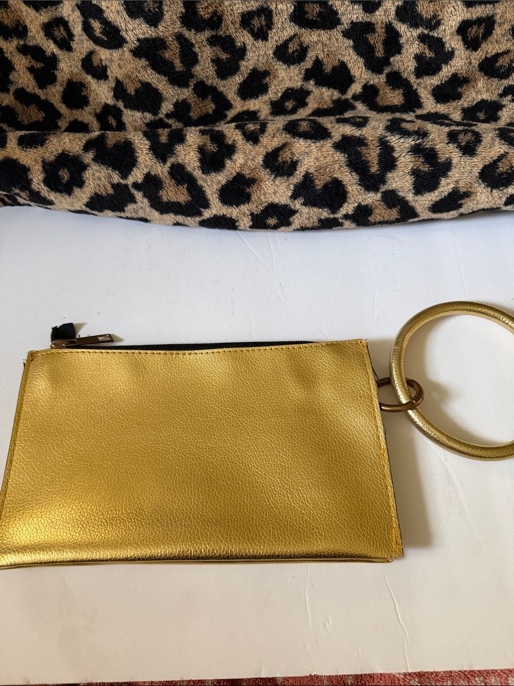 Metallic Gold Wristlet Clutch with Ring Handle